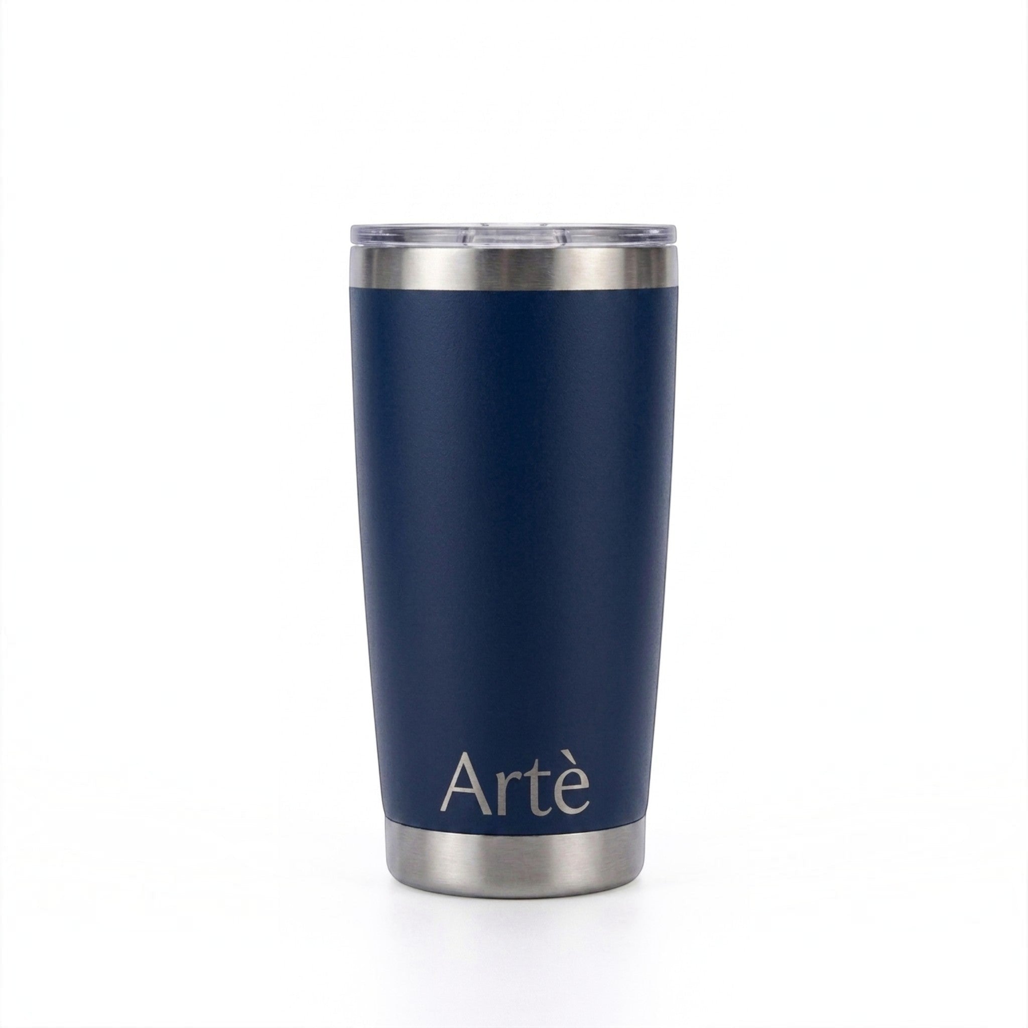 ArtèCup 20oz navy blue stainless steel vacuum insulated tumbler with a clear leak-resistant lid