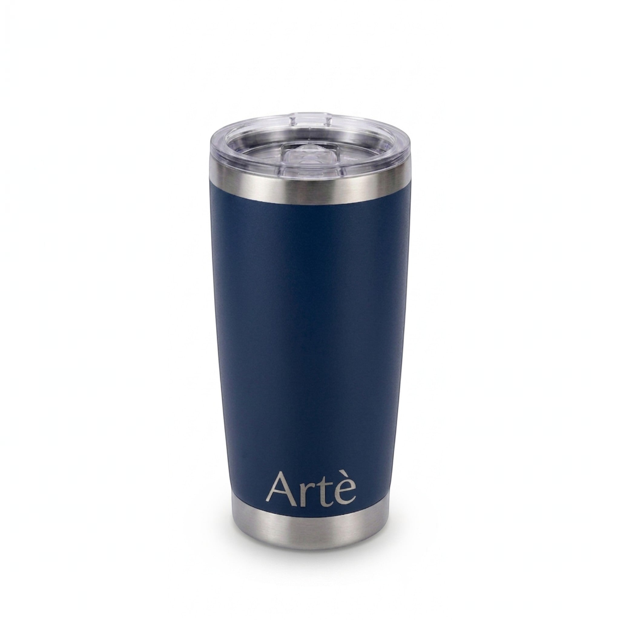 ArtèCup 20oz navy blue stainless steel vacuum insulated tumbler with a clear leak-resistant lid
