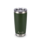 ArtèCup 20oz olive green stainless steel vacuum insulated tumbler with a clear leak-resistant lid.