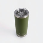ArtèCup 20oz olive green stainless steel vacuum insulated tumbler with a clear leak-resistant lid