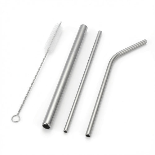 Stainless Steel Straw Set (4-Piece with Cleaning Brush)